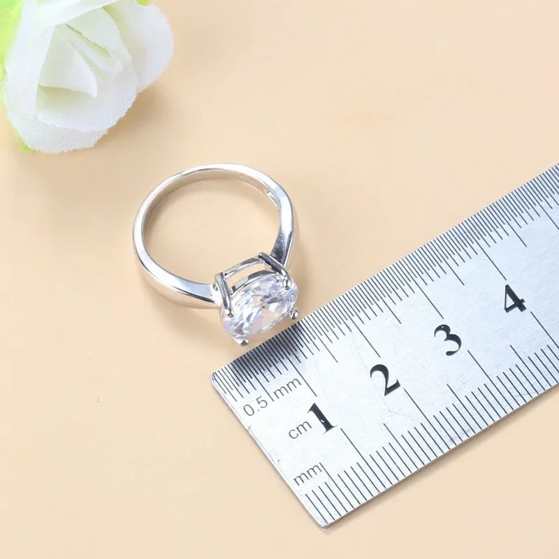 Wholesale Price 925 Silver Round Classic Wedding Ring Bridal Jewelry Sets Zircon Necklace And Earrings Bridal Costume Women Gift 3