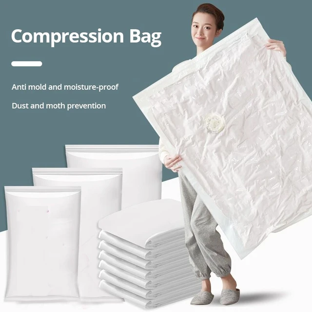 1pc White Vacuum Compression Bag For Travel, Bedding & Clothing Storage,  Quilt & Down Jacket Space Saver