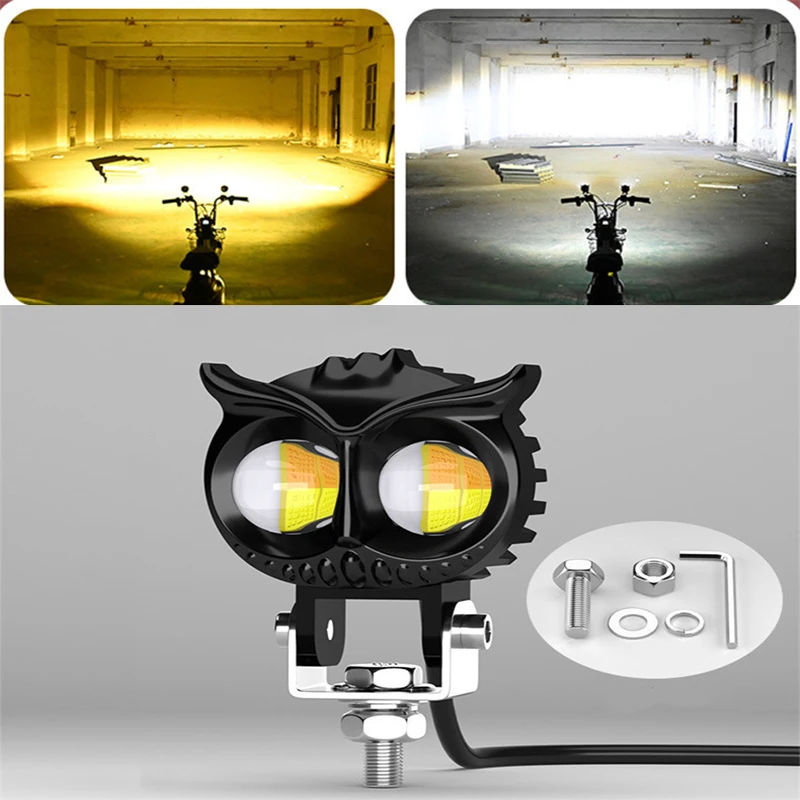 Mini projecteur LED double couleur jaune blanc, lampe de conduite