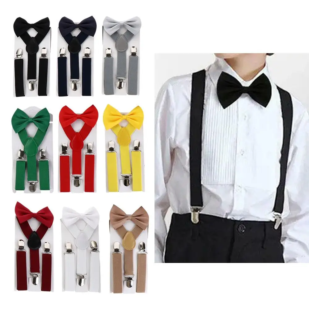 

Braces Straps Strap Clip Solid Color Performance Strap For Girls Hanging Pants Clip Tie Suspenders Set Suspenders Clips Bow Tie