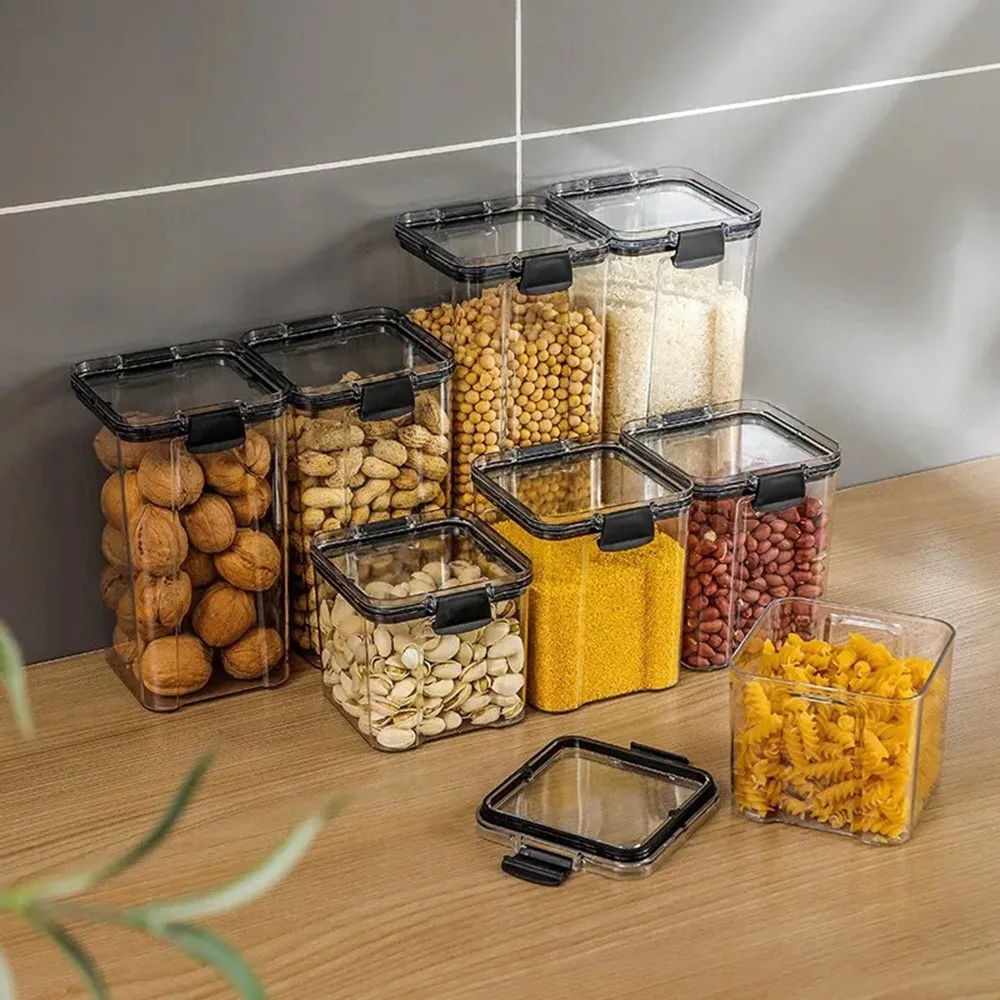 Food Storage Kitchen Containers Plastic Box Jars for Bulk Cereals Kitchen  Organizers for Pantry Organizer Jars With Lid Home Set