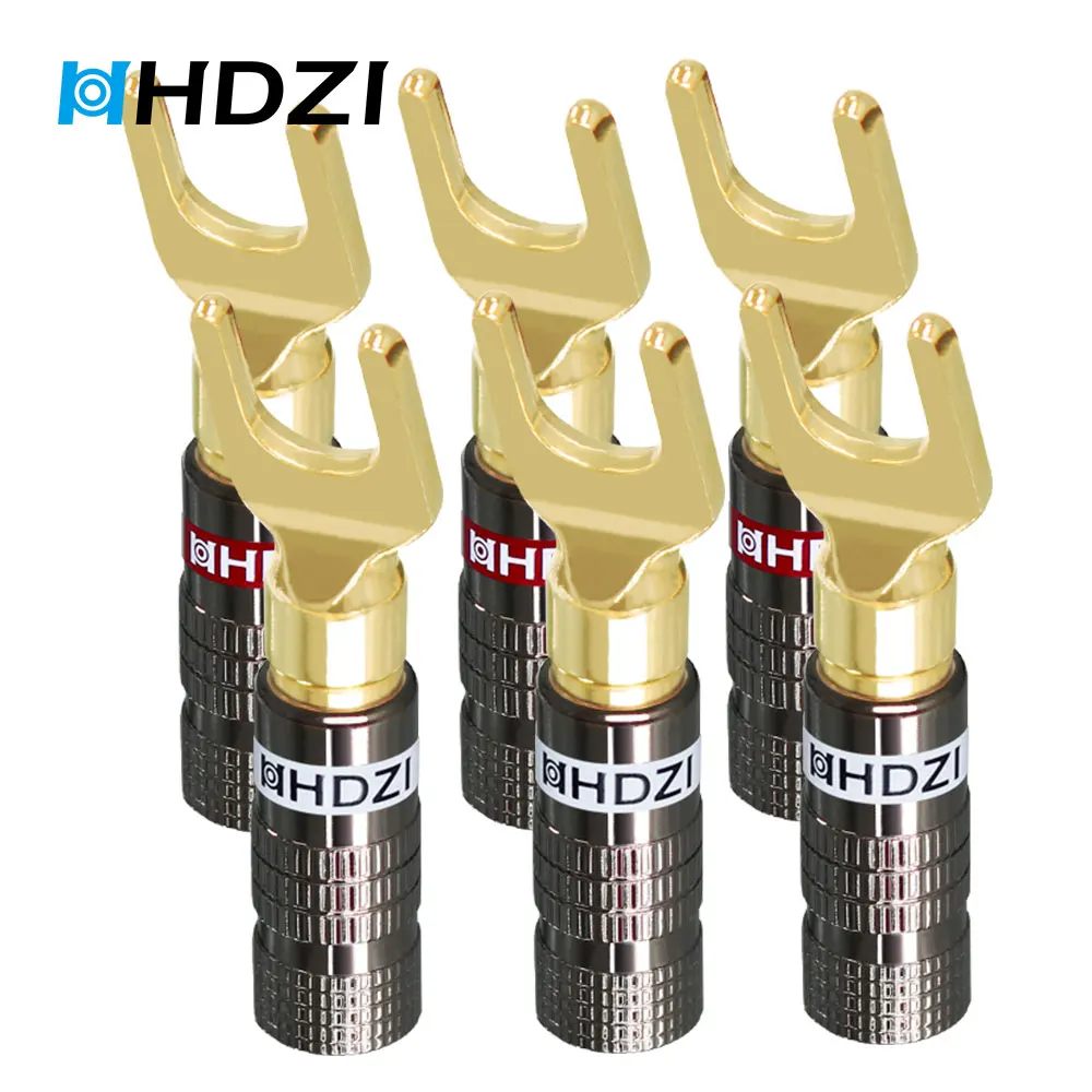 Hhdzi Gold Plated Speaker Cable Wire Screws Lock Connector 4mm Pure