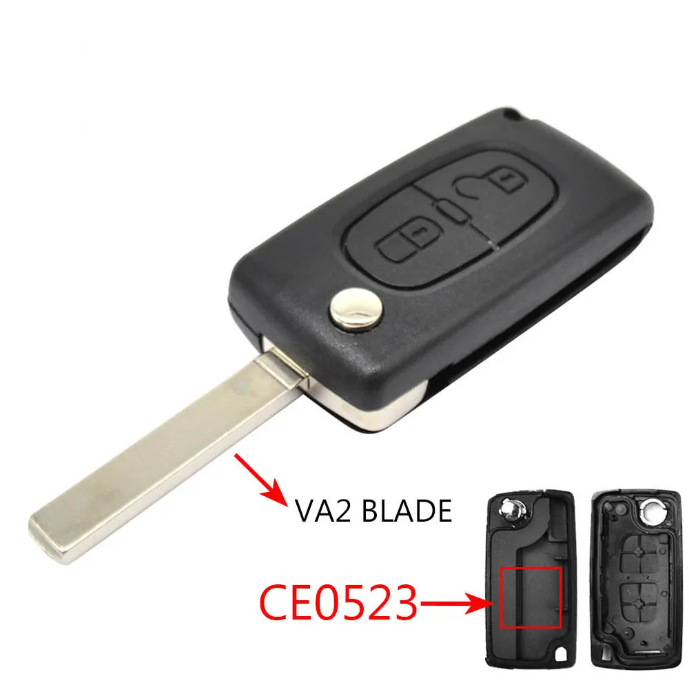 Key Remote Replacement Flip Key Shell Case 2 Buttons CE0523 For Peugeot For Citroen C2 C3 C4 C5 C6 C8