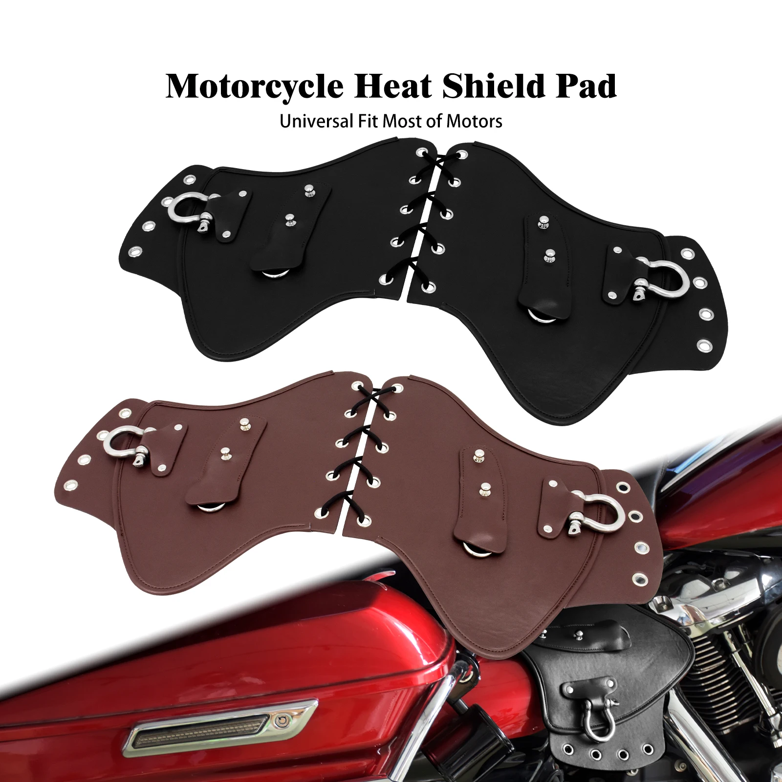 Psler Leather Side Saddle Heat Shield Motorcycle Universal 2pcs