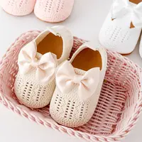 Baby Girl Shoes Fly Knit High Quality TPR Sole Anti-slip Breathable Soft Cotton Spring and Autumn Cute Bowknot for 0-9-18M F235 1