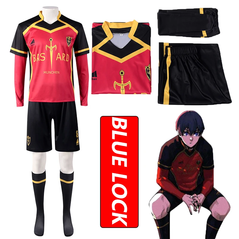 AnimeBlueLockCosplayCostumeRedSportswearWigBastardMunchenMen