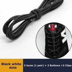 Fashionable Elastic No - Tie Shoelaces - 23 Vibrant Colors - 100cm (Black white point)