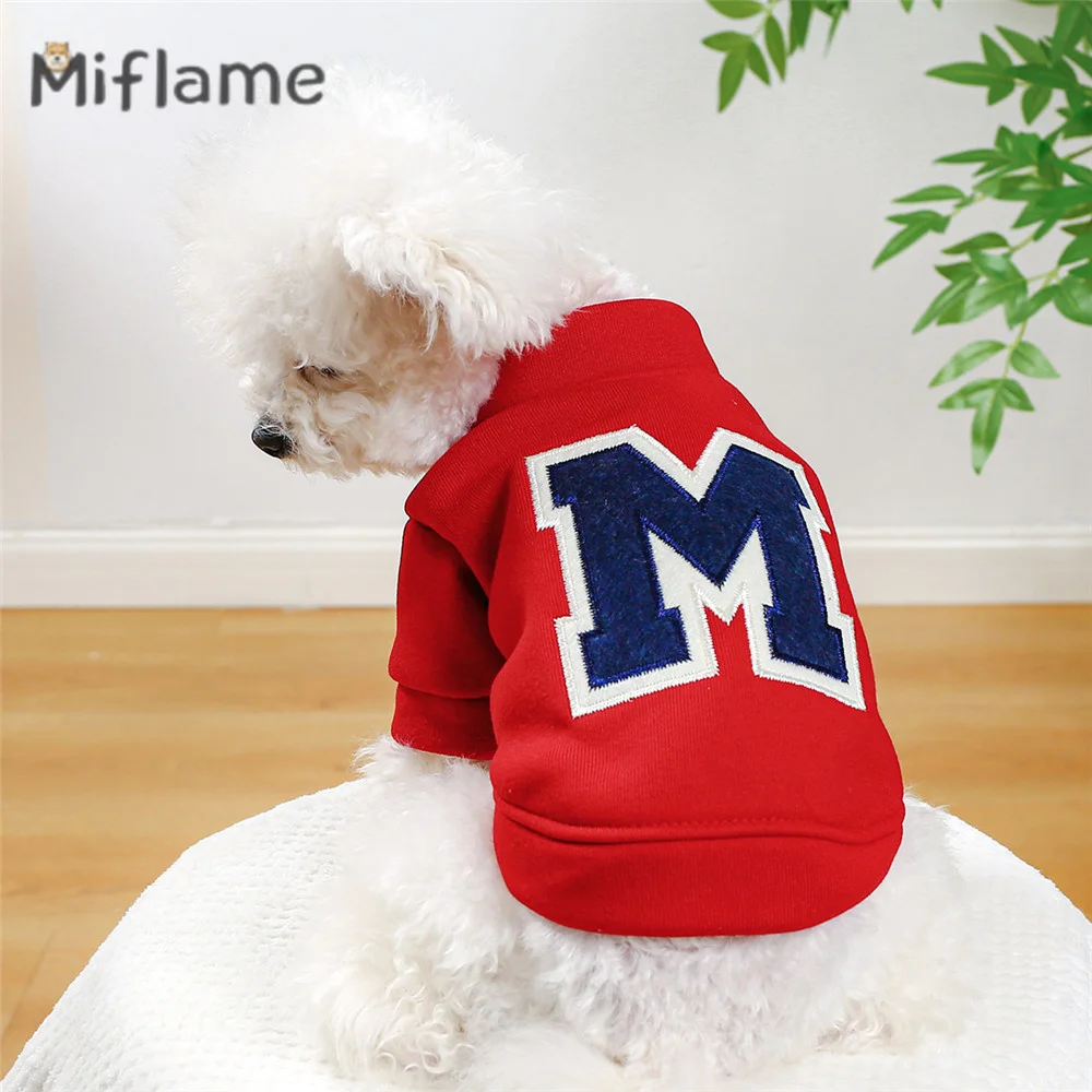 

Miflame Autumn Winter New Pet Clothes Plucked Warm Small Dogs Pullover Teddy Bichon French Bulldog Letter Printing Sweater