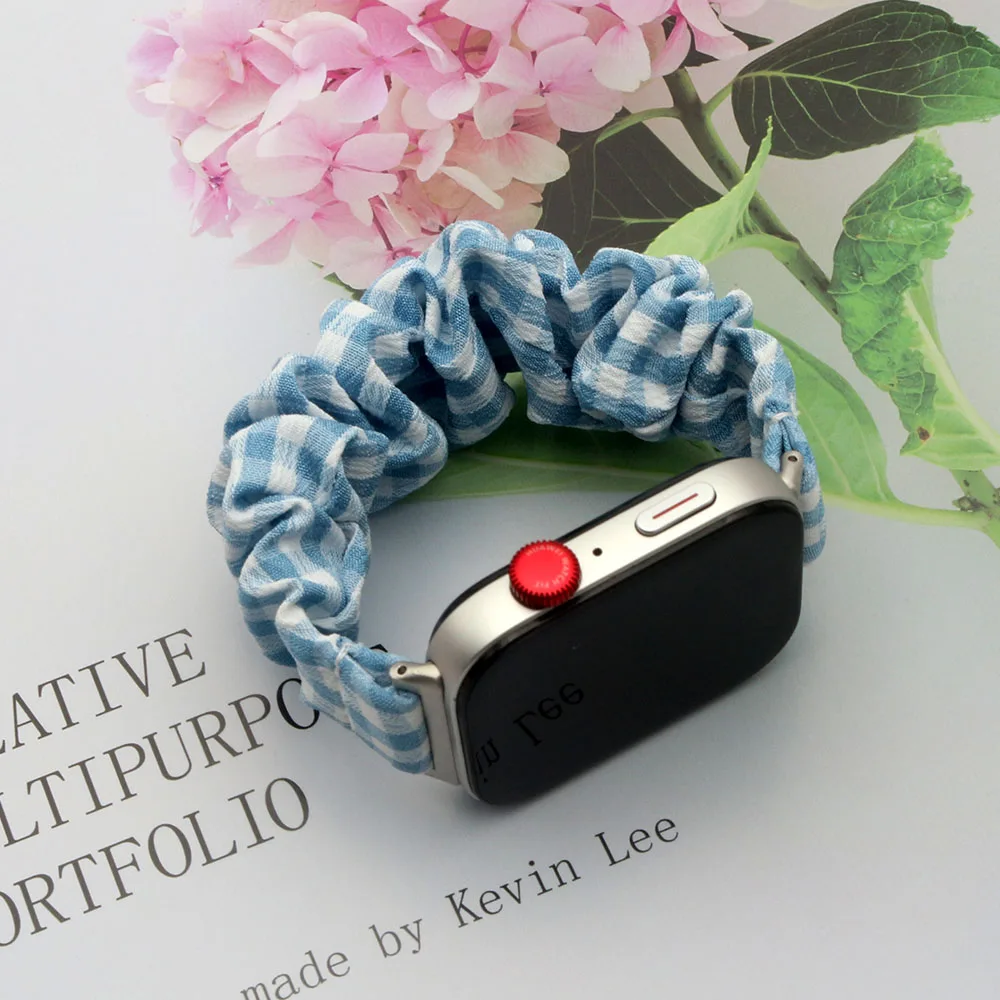 Blue Fabric Scrunchies Stretchy Wristband