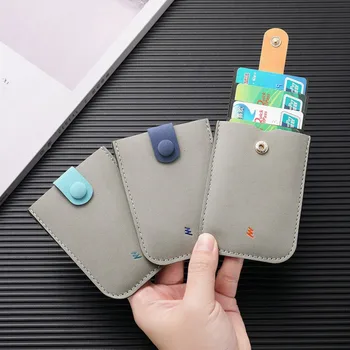Pull-out Type Mini Card Wallet 4 Card Pockets ID Card Holder Fashion Slim RFID Blocking PU Leather Purses Business Card Case 1
