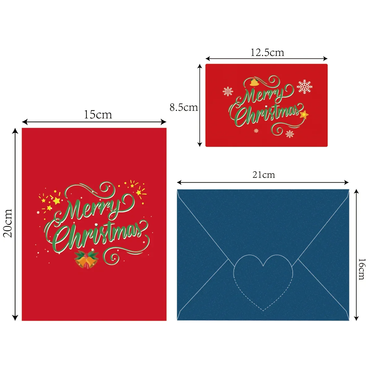 3D Pop Up Greeting Cards with Envelope Merry Christmas Friends Family Blessing Postcard for Navidad New Year Xmas Gifts Card