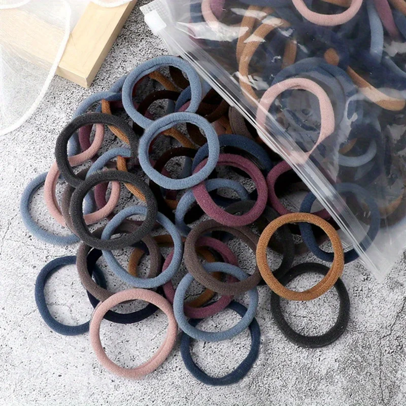 50 teile/satz Frauen Grundlegende Haar Bands 1,57 zoll Einfache Feste Farben Elastische Stirnband Haar Seile Krawatten Haar Zubehör Pferdeschwanz halter – Detail 5