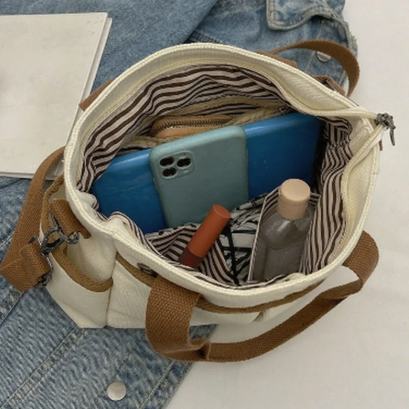 Women's Bag Multiple Pockets Shoulder Bag Large Capacity Canvas Tote Handbag For Women Daily Commuting Shopping Bag