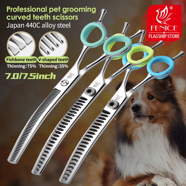 Fenice 7.0/7.5 inch Professional Dog Grooming Shears Curved Thinning Scissors: A High-Quality Tool for Your Furry Friend