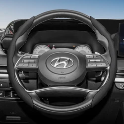 Steering Wheel Cover with Wavy Sports Design - Breathable Leather, Segmented Anti - Slip, Sweat - Absorbing Protective Cover (Black Round 2Pc (Black Round 2 Piece))