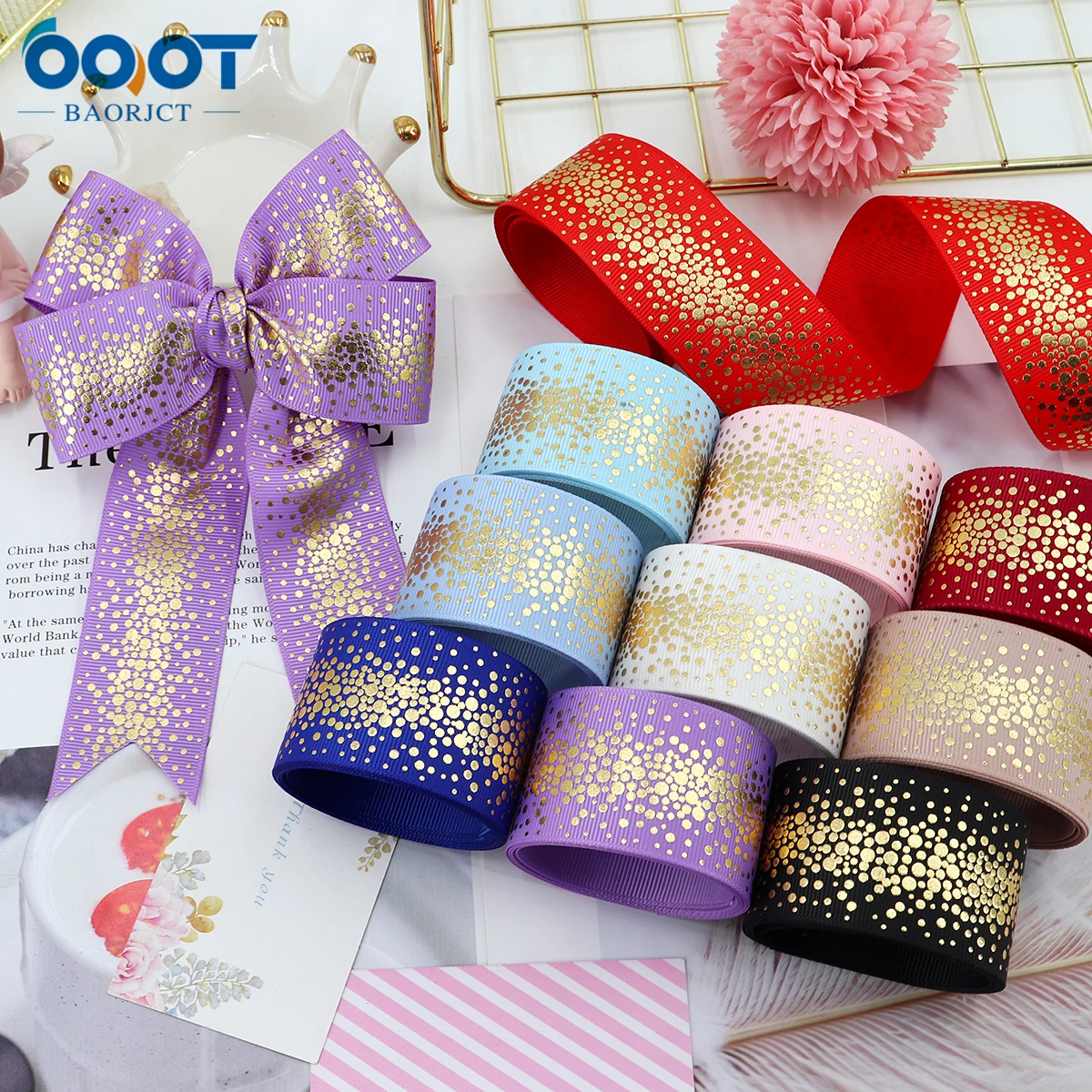 Glitter Silvery Flower Grosgrain Ribbon 1-1/2 Inch Bow Floral accessories  Print Ribbon for Gift Wrapping Baby Shower Birthday - AliExpress