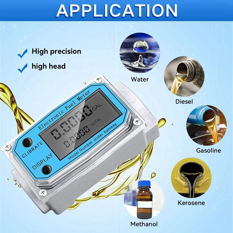 Metal High-Precision Turbine Water Flow Meter LCD Digital With NPT Counter&FNPT Thread Diesel Methanol Gas Oil Fuel Flowmeter flow meter,water flow meter,turbine flow meter,digital turbine flow meter
