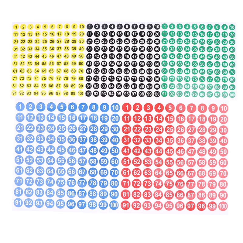 5 Sheets Number Stickers 1-100 Label Number Sticker For Diy Craft Nail Polish Glue Bottle Scrapbooking Diary Stationery