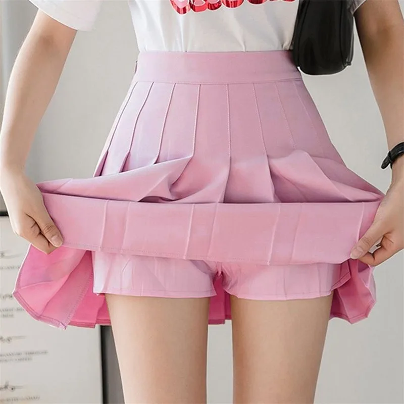 

Pleated Spring Sexy Skirt Women High Waist Mini Skirt School Short Kawaii Female Pleated Summer Pink Skirt