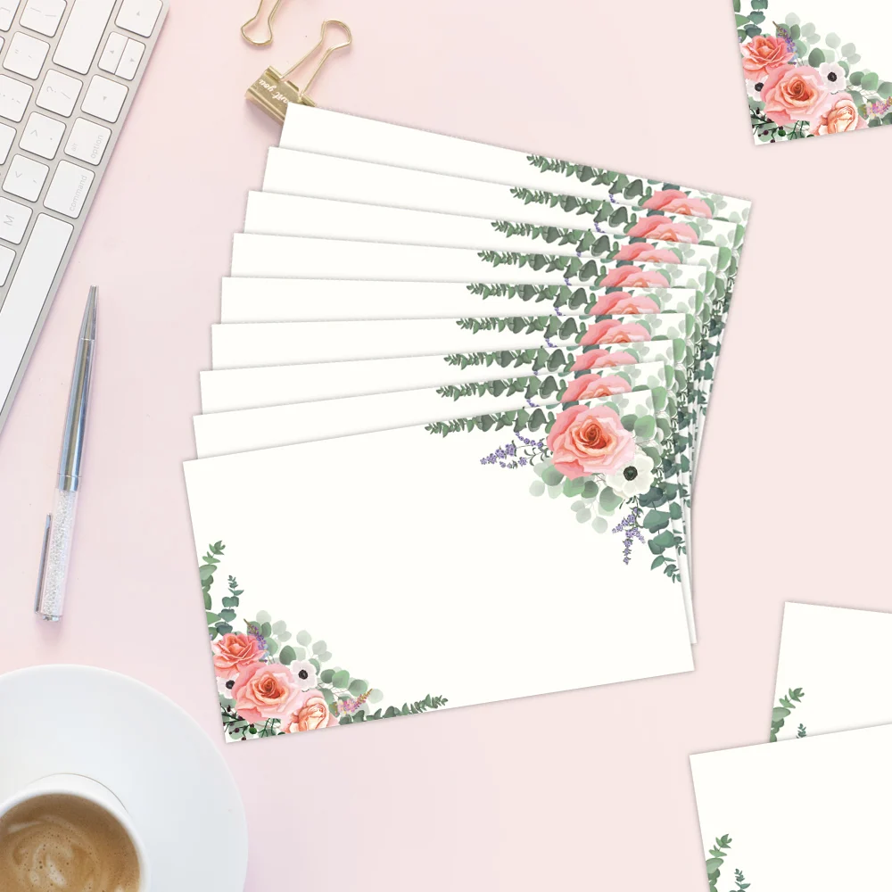 50개 꽃무늬 빈 인사말 카드, 수채화 질감, 낭만적인 자연스러운 느낌, 결혼식 생일 파티 감사 카드, 선물 태그