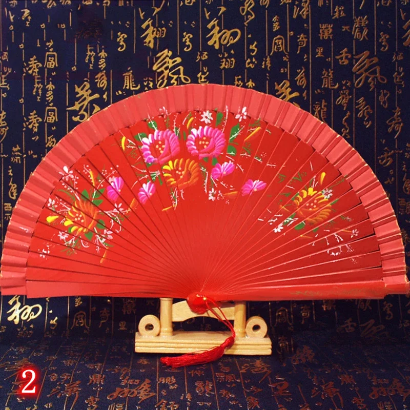 High Quality Folding Fan Hand-Painted Hand Fans Home Party Wedding Decoration Wooden Dance Performance Accessories
