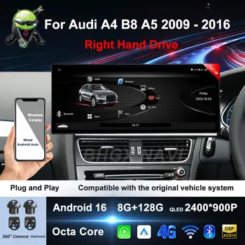 Android 16 Wireless Carplay Per Audi A4 B8 A5 2009 2010 2011 2012 - 2016 Navigazione GPS Auto Video Lettore Multimediale Bluetooth 4G