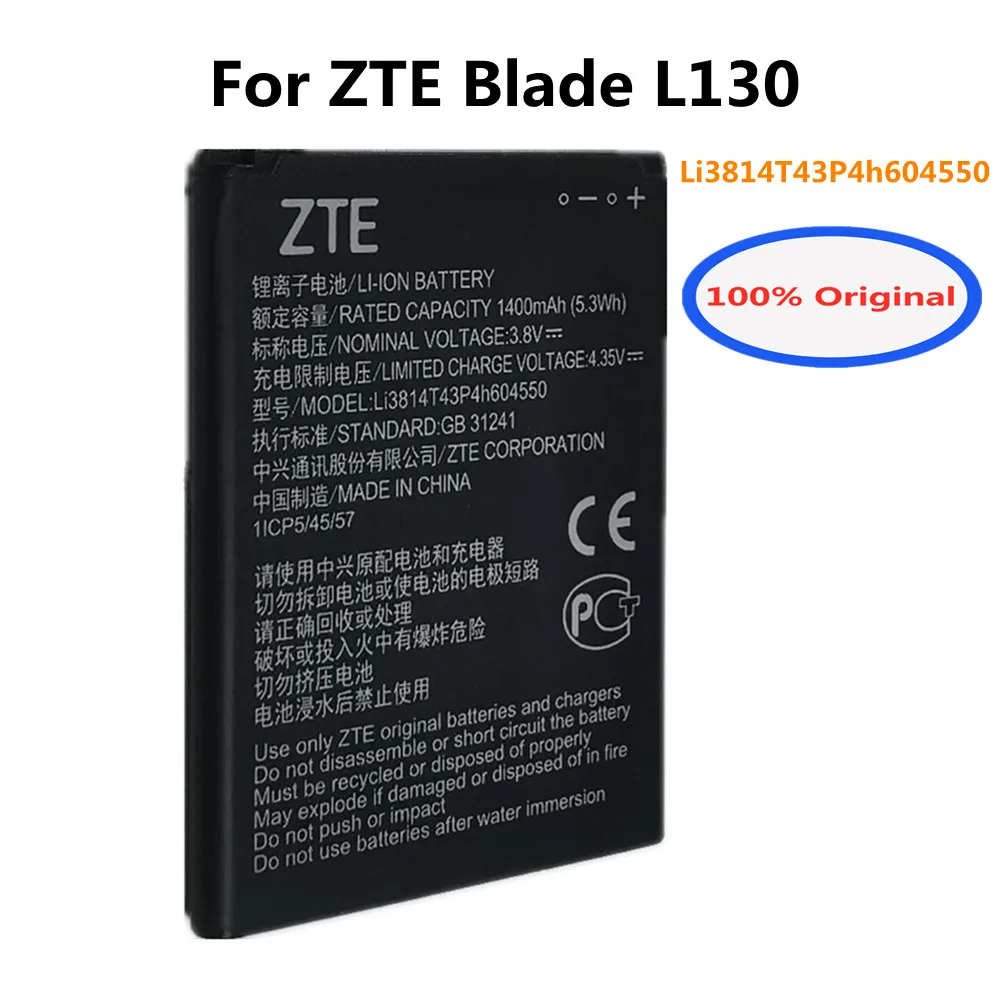 

100% Новый оригинальный Li3814T43P4h604550 1400 мАч перезаряжаемый аккумулятор для ZTE Blade L130, сменные Мобильный телефон батареи, батарея