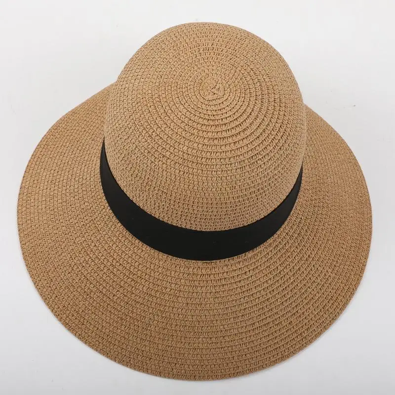 Foldable ladies soft top sun hat beach straw hat comfortable and breathable travel summer anti-ultraviolet