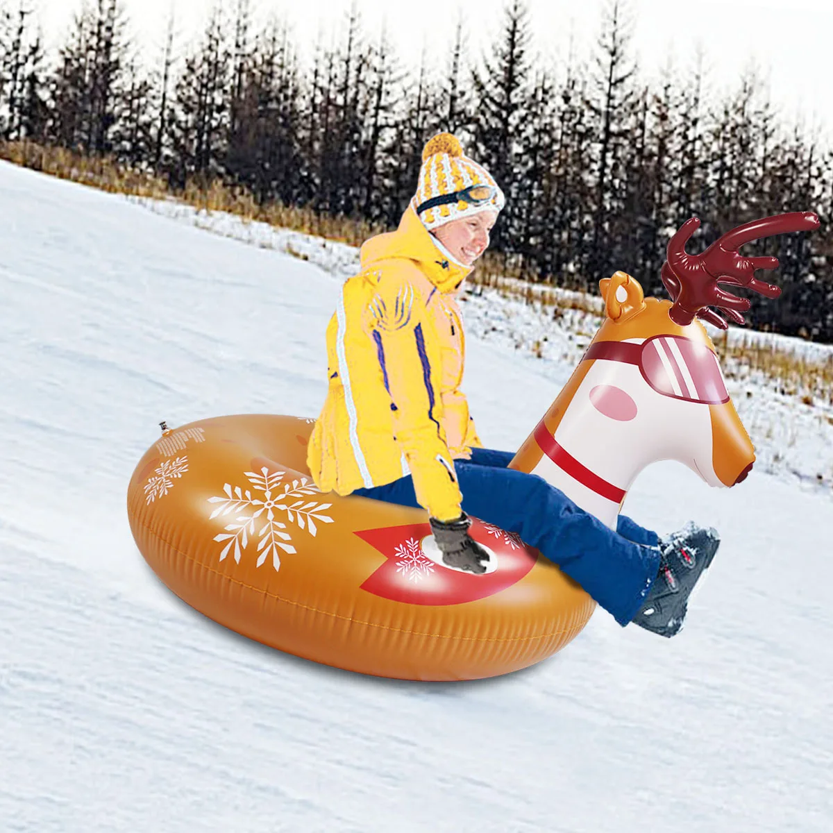 Foldable Skiing Snow Sleigh Snow Tube Kids Child Inflatable Cold-Resistant Ski Circle Kids Adult Ski Ring Skiing Thickened Sled