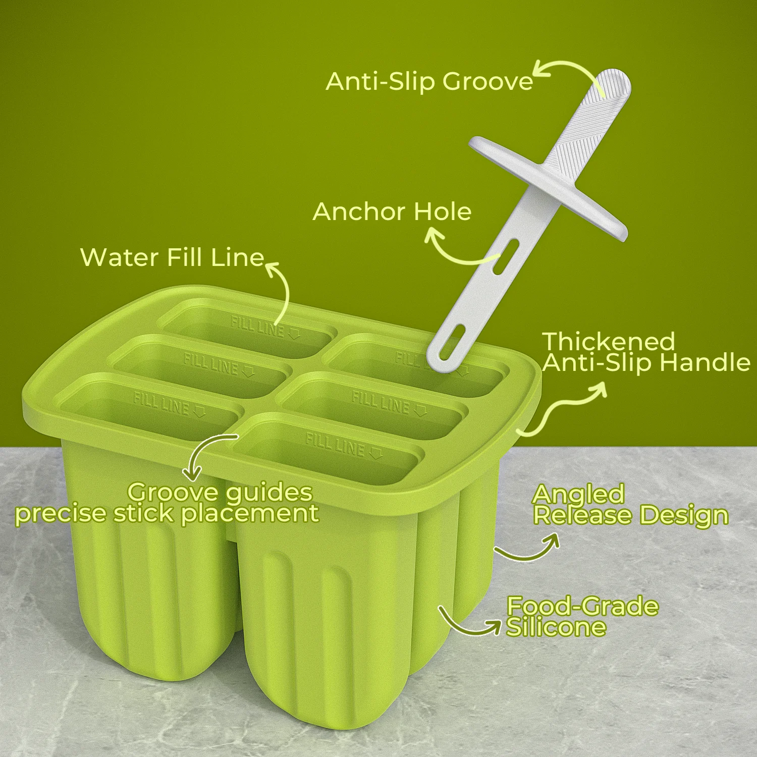 Silicone Popsicle Mold 6 Cavity Popsicles Molds Silicone Popsicle Maker Mold Ice Pop Mold Frozen Juice Milk Ice Cream Make Tools