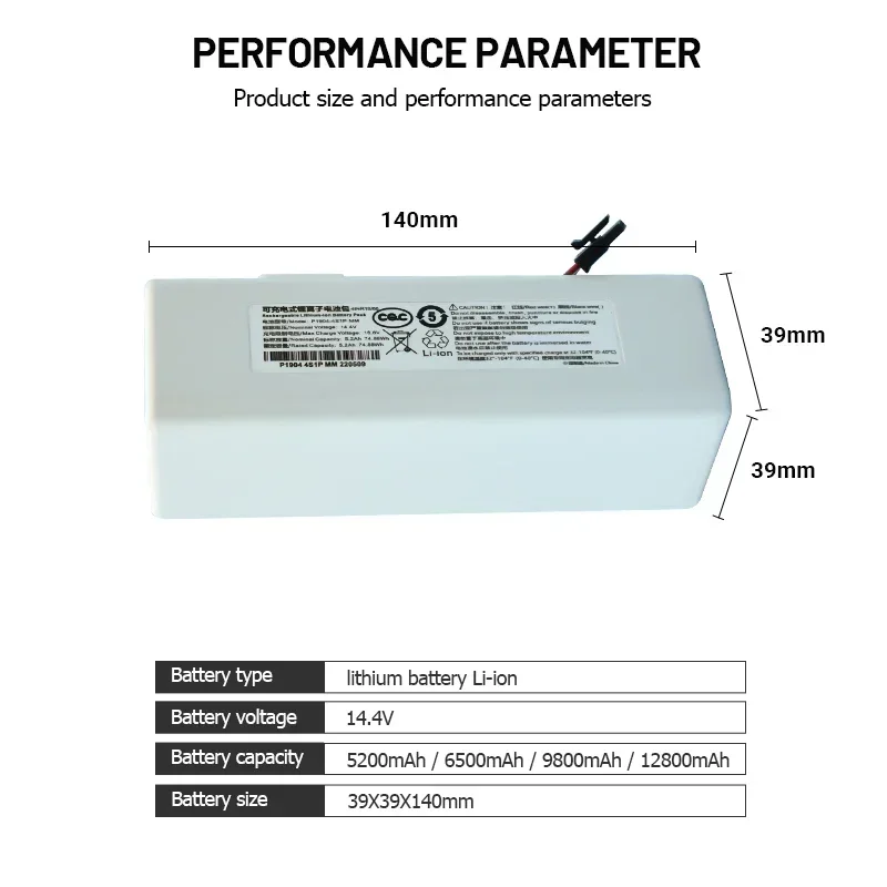 Vacuum Cleaner Battery Battery Replacement for Xiaomi Mijia Mi Vacuum Cleaner Sweeping Mopping Robot