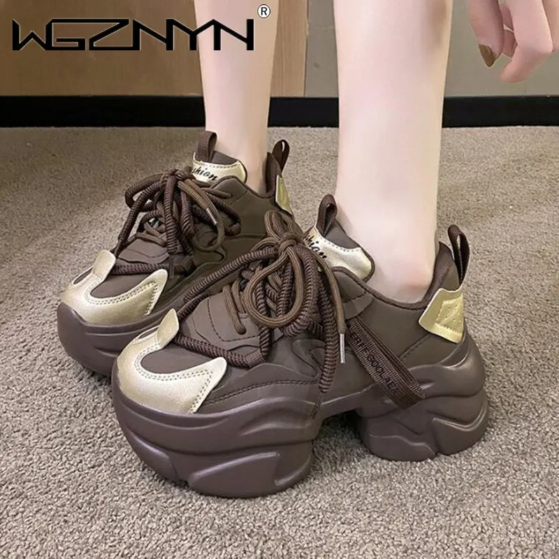 

New Luxury Women Chunky Sneakers Designer Winter Dad Shoes High Platform Ulzzang Leather Shoes Autumn Casual Sport Shoes Woman