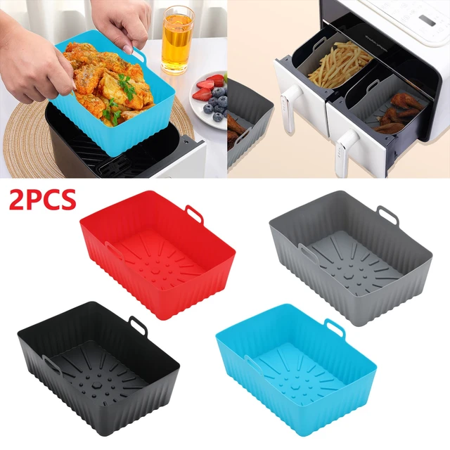Collapsible Air Fryer Silicone Tray Rectangle Oven Baking Tray Basket  Reusable Liner Insert Dish For Ninja AirFryer Accessories - AliExpress