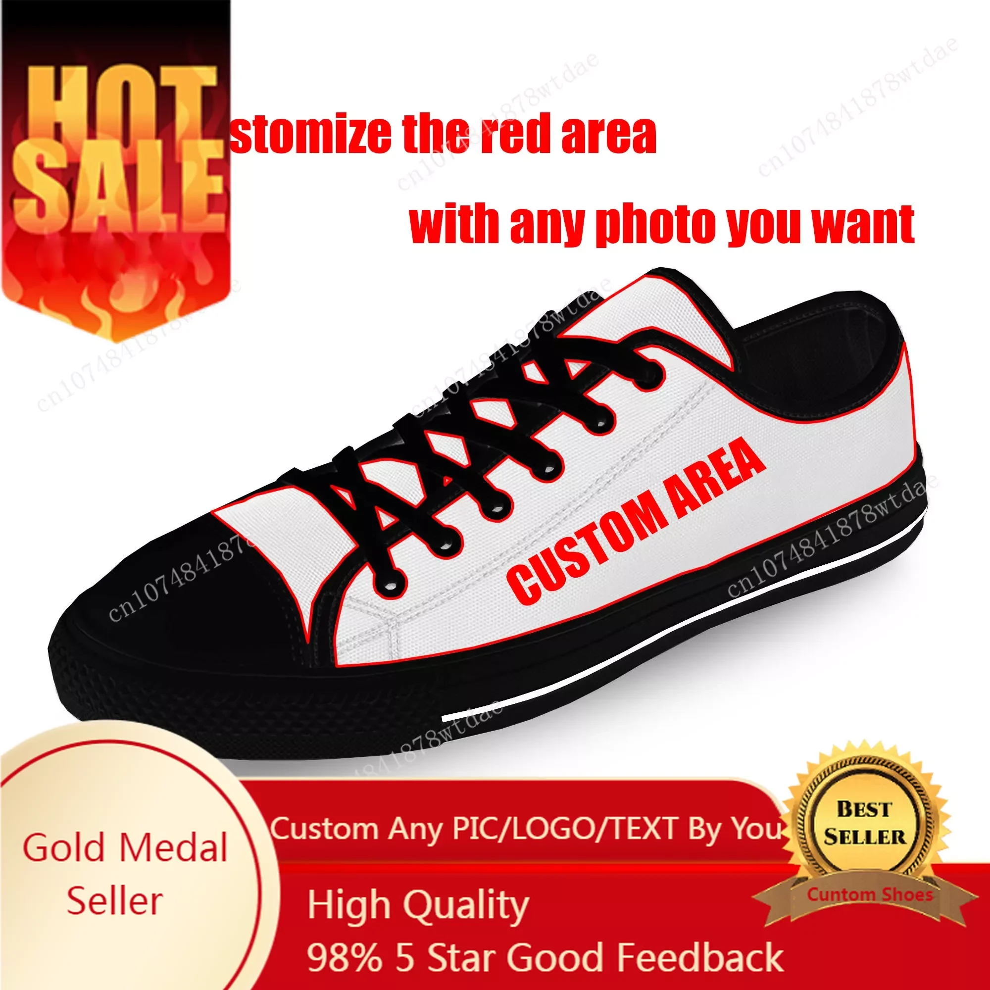 Custom Made Low Top Sneakers Womens Mens Teenager High Quality Shoes Canvas Sneaker Casual Couple Customize Shoe Black And White