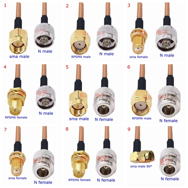 Cabo Sl16 n para Sma Macho Fêmea Conector Duplo Blindado Rg400 n tipo para Sma rf Coaxial Trança Jumper Adaptador de Bronze Novo Rg400