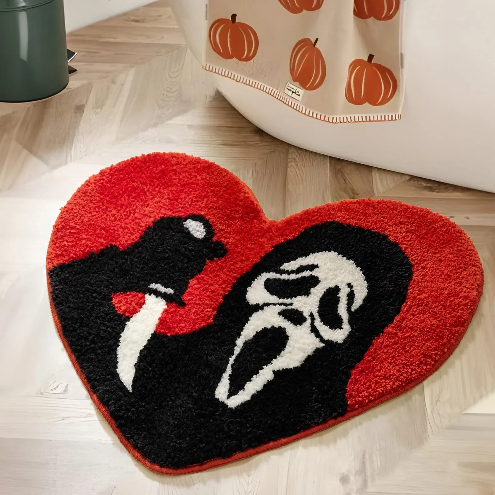 Nightmare Christmas Bath Mat Ultra Soft Absorbent Skull Rug Non Slip Backing Unique Red Black Halloween Decor Bathroom Washable halloween floor mat
