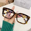 Vintage Oversize Computer Glasses Frame Women Men Anti Blue Light Square Clear Eyewear Blocking Glasses Full Frame Plain Glasses 6