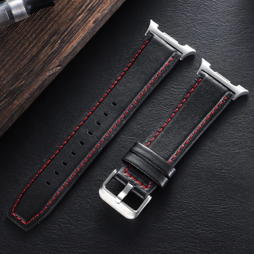 Premium Leather Watch Strap - Black Brown Wrist Band with Quick Release
