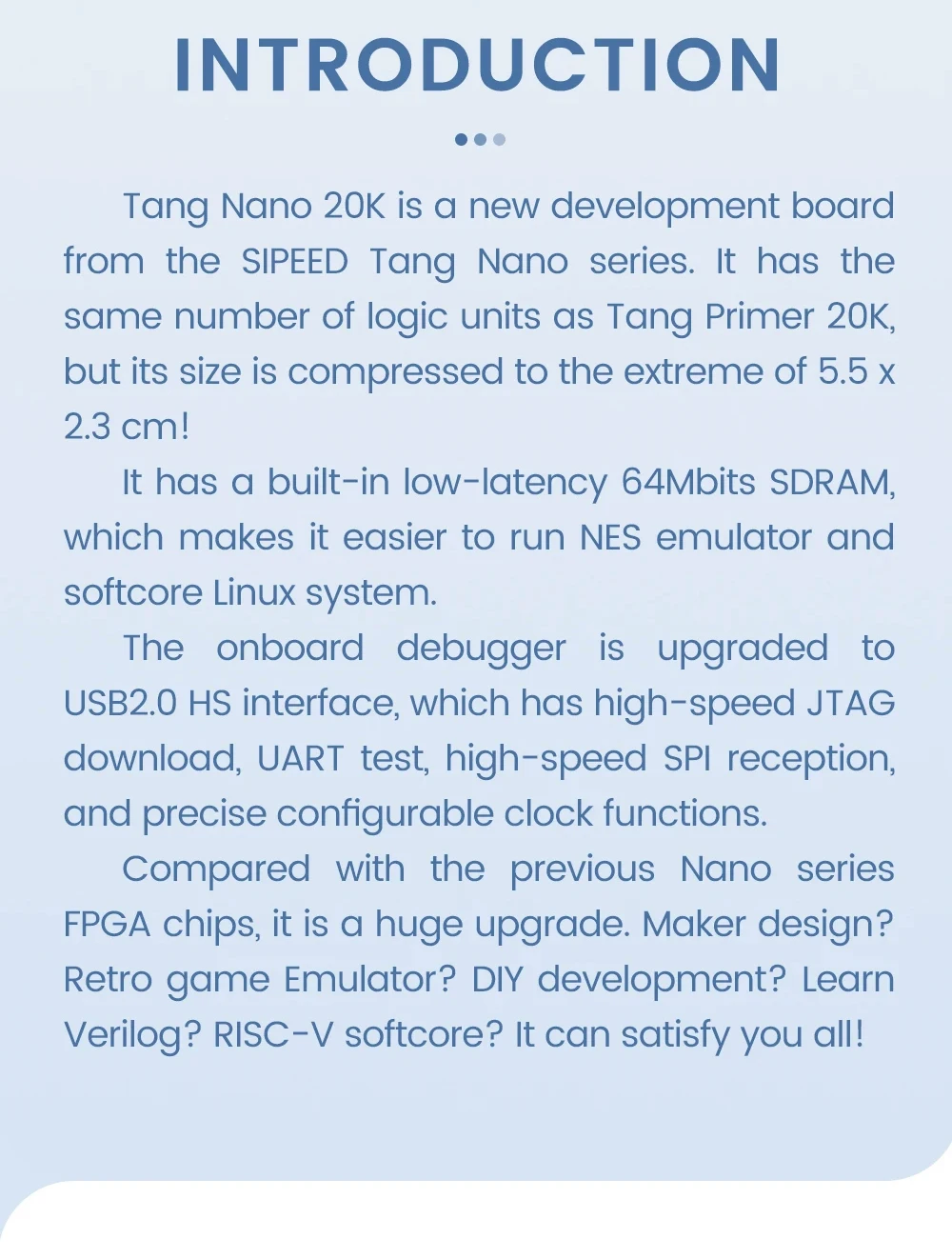 Sipeed Tang Nano 20K Development Board RISC-V Linux Retro Game Player GW2AR-LV18