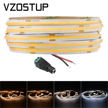 COB LED 스트립 조명, 480 LEDs, 고밀도 유연한 8mm FOB 테이프 조명, 리본, RA90, 따뜻한 자연, 콜드 화이트, 조도 조절 가능, dc12 V, 24V
