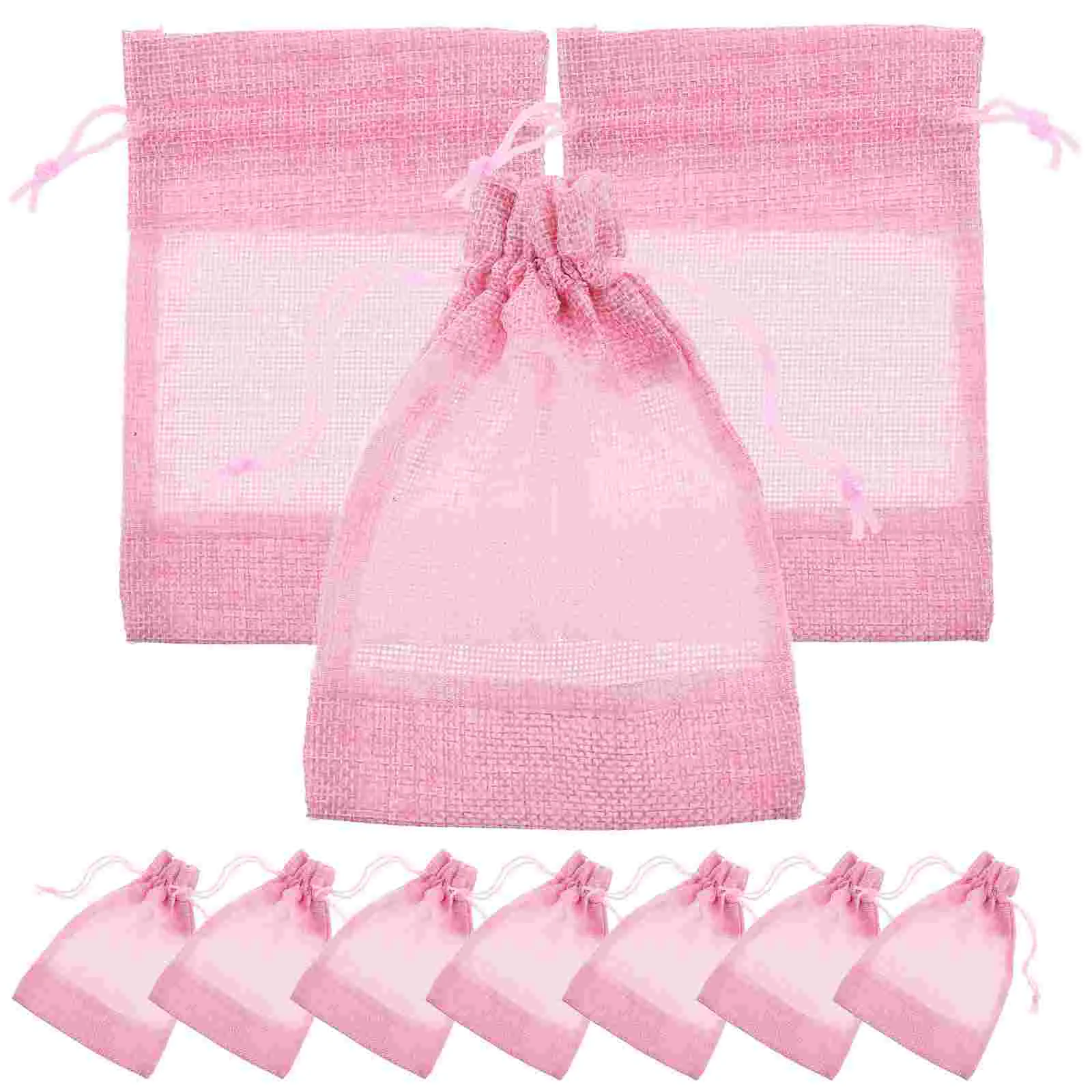 10 Pcs Mesh Bag Drawstring Storage Jewelry Bags Candy Clear Window Pouch Gift Small Organizer