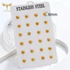 12 Pairs Pack Minimalist Half Ball Earrings for Women Men Teen Golden Stainless Steel Ear Stud Set Waterproof Jewelry Wholesale 5
