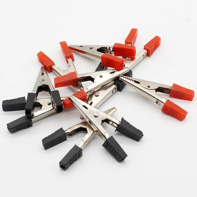 10Pcs 5cm Red + Black Electrical Tool Alligator Clips Battery Clip Crocodile Car Caravan Van Battery Test Lead Clips 50mm Alligator Clips