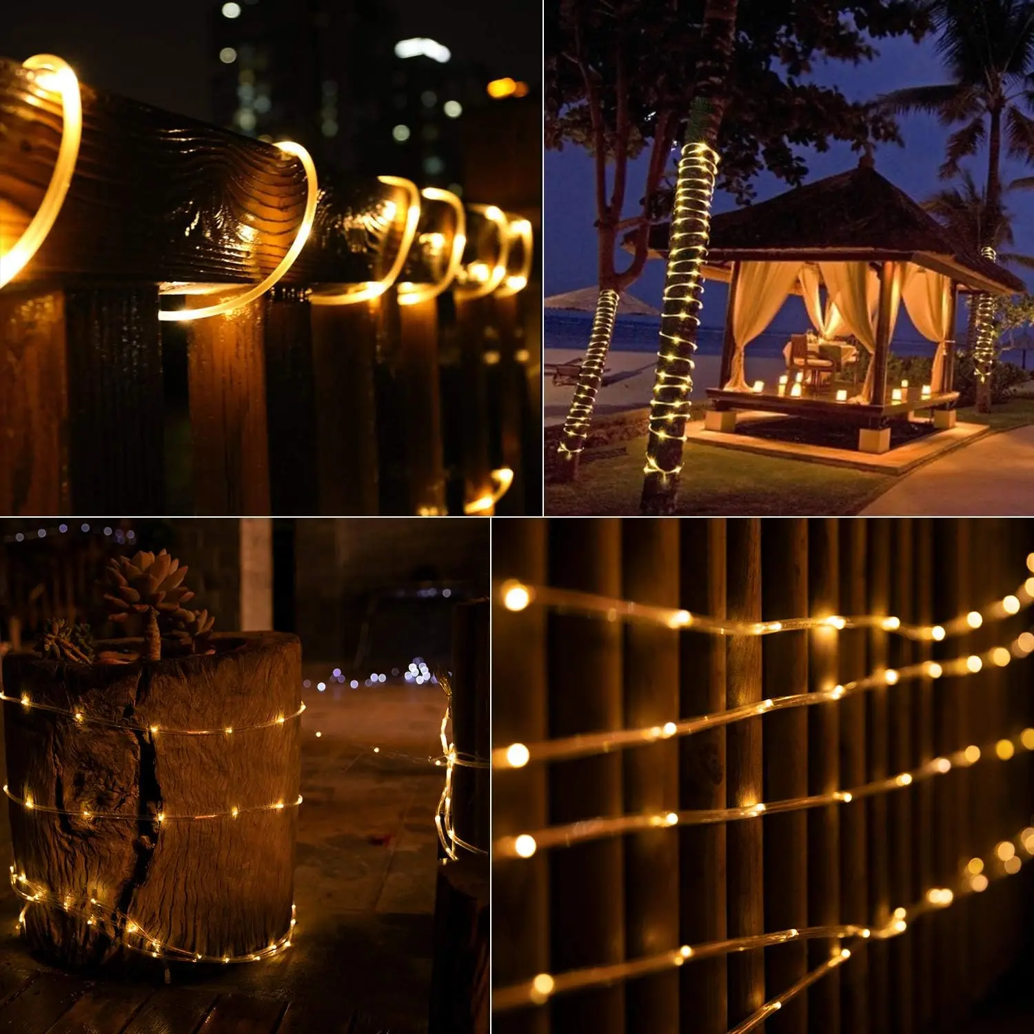 Heinast Solar String Lights Solar Outdoor Lights with 8 Lighting Modes Waterproof Fairy for Tree Garden Patio Copper Wire