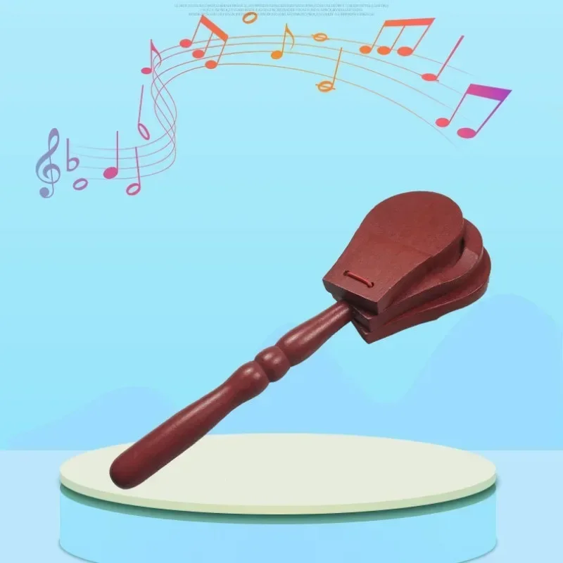 Orff Early Teaching Castanets Wooden Percussion Musical Instruments Children's Clapper Wooden Shank Spanish Castanet Accessories