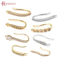 18K Gold Color Brass with Zircon Earrings Hook High Quality Diy Jewelry Making Supplies Earrings Accessories