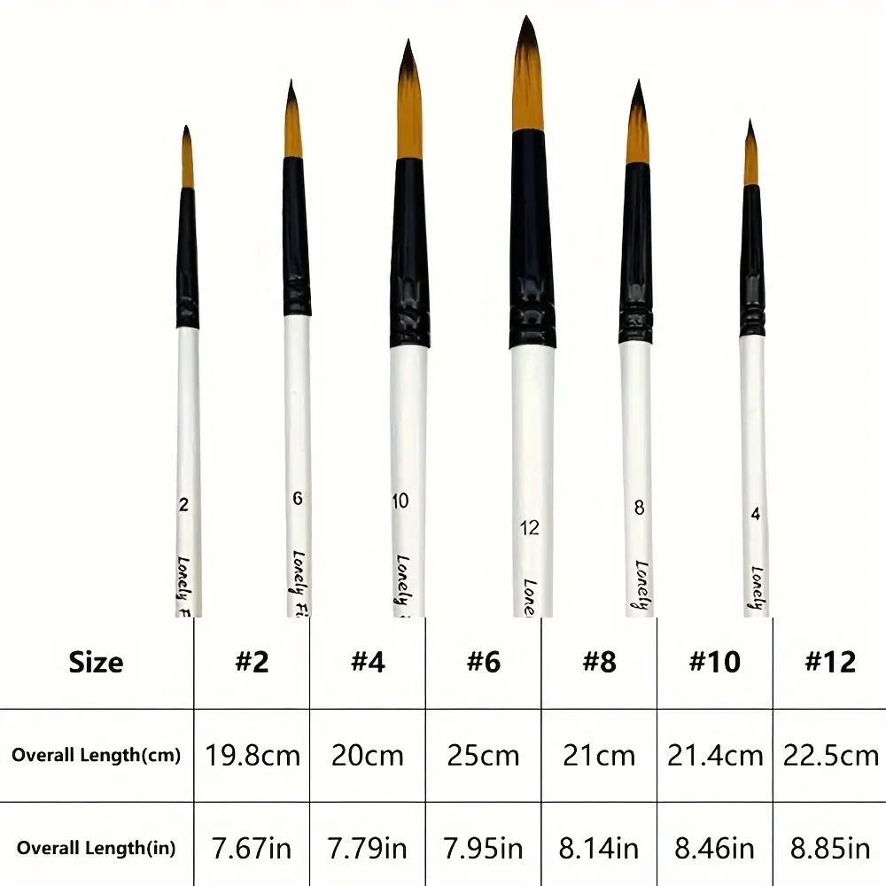 6/24pcs Professional Artist Paint Brush Set Various Different Shapes for Oil, Acrylic, Watercolor, Gouache Painting 2