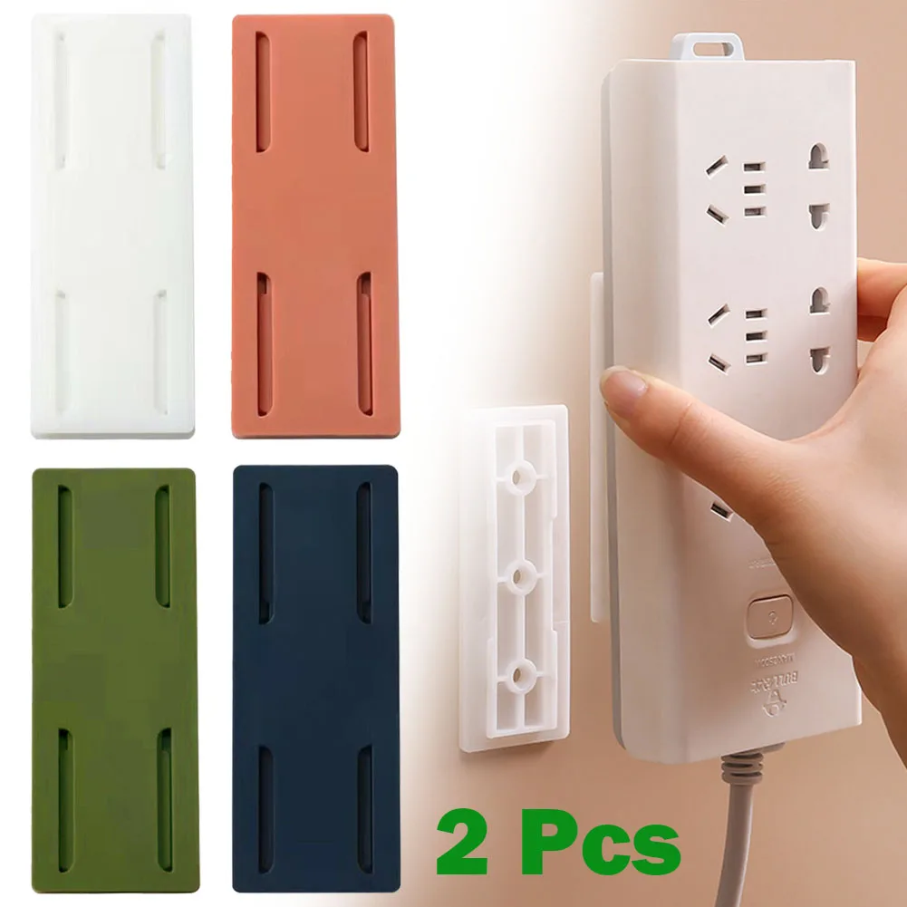 Socket Holder Socket Fixer Wall Mounted Storage Holder Fixed Power Panel Remote Control Multiple Colors 2pcs socket holder
