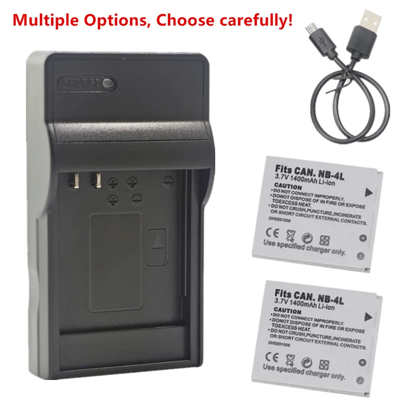 Nb-4L Batteria Nb4L O Caricabatterie Per Canon Powershot Sd30 Sd40 Sd200 Sd300 Sd400 Sd430 Sd450 Sd600 Sd630 Sd750 Sd780Is Sd940Is