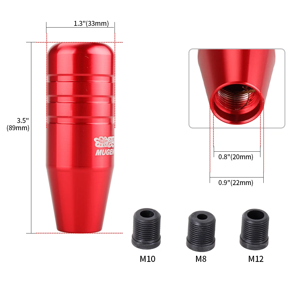 New Aluminum JDM Style Mugen Gear Shift Knob 9cm 13cm 18cm Extended Manual Transmission Gear Stick Head Shift Lever Knob SFN122